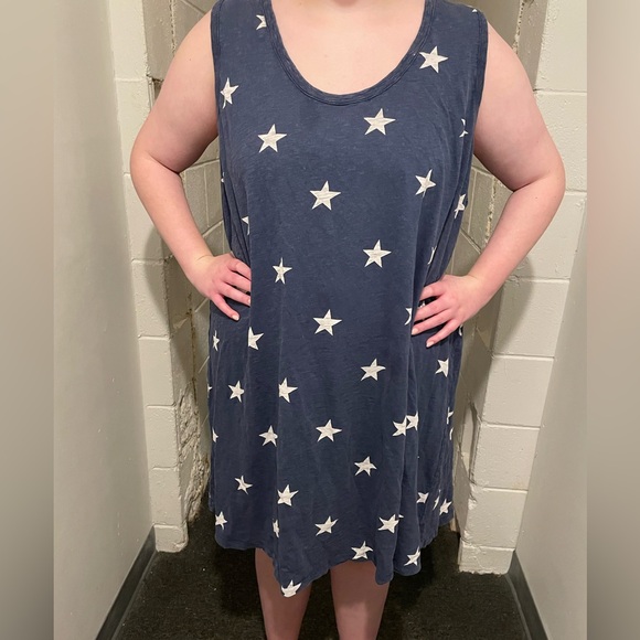 Natural Reflections Dresses & Skirts - Natural Reflections Brand Cotton Blue Star Print Sleeveless Dress Coverup 2X
